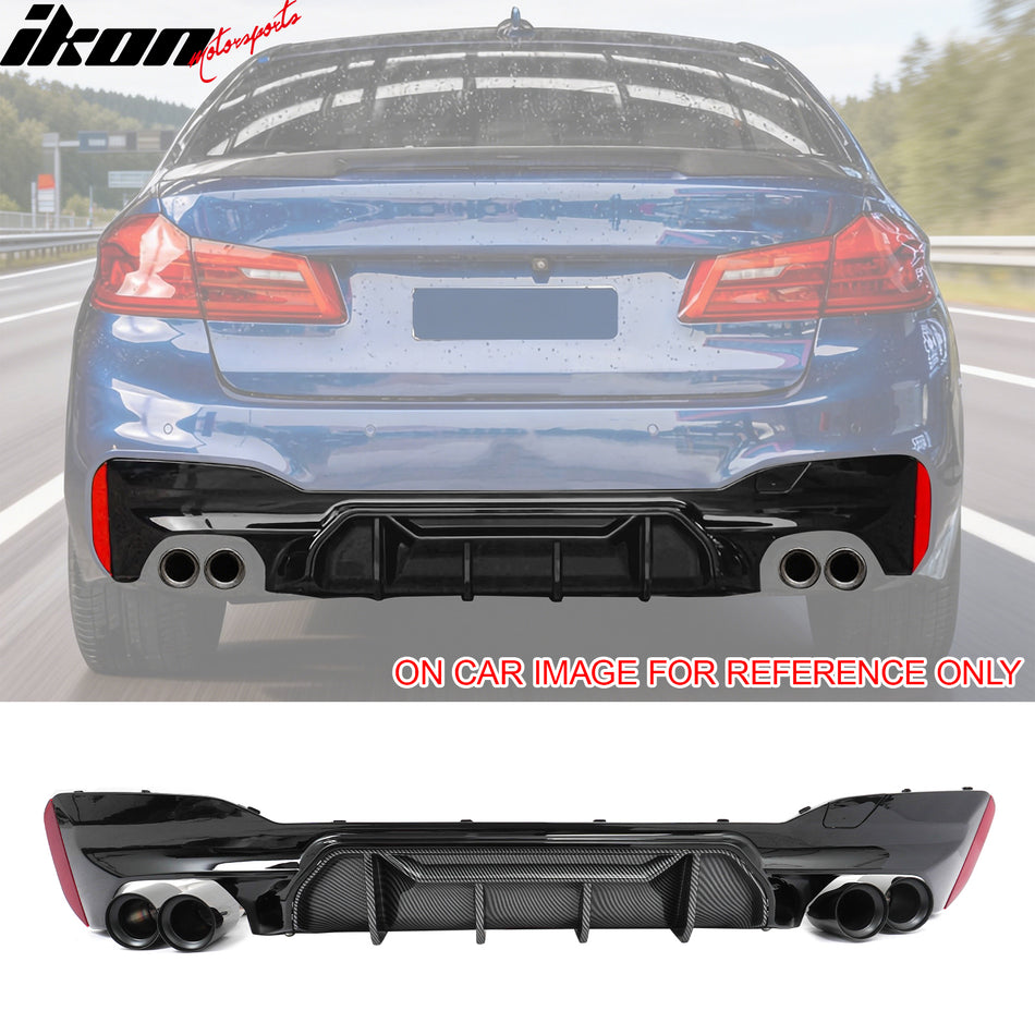 2017-2020 BMW G30 5 Series MP Style Rear Diffuser+ Black Quad Exhaust