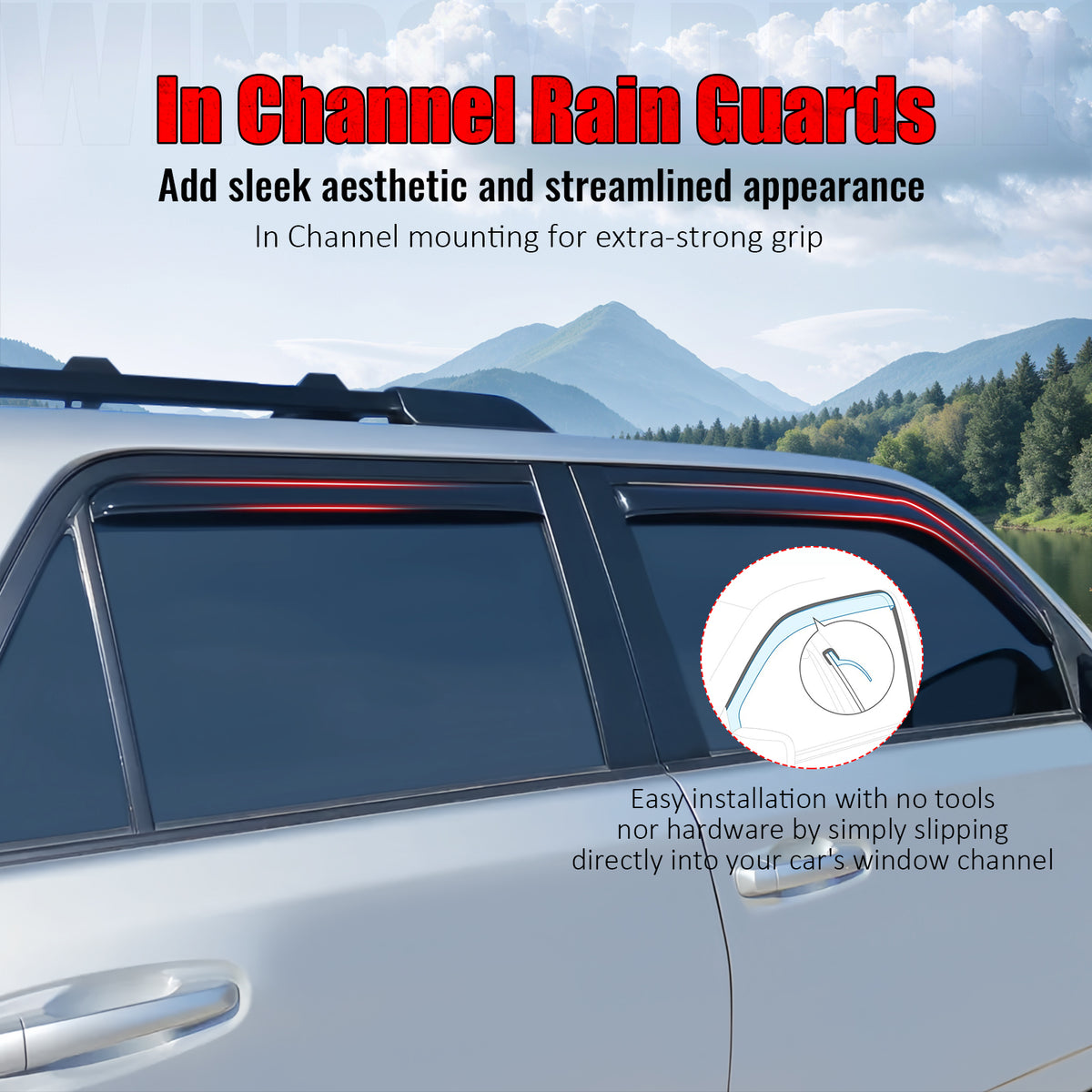 Fits 17-20 Hyundai Elantra 4PCS Window Visors Acrylic Deflectors - In-Channel