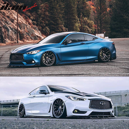 Fits 17-22 Infiniti Q60 IKON V3 Style Front Bumper Lip Spoiler Splitter Chin PU