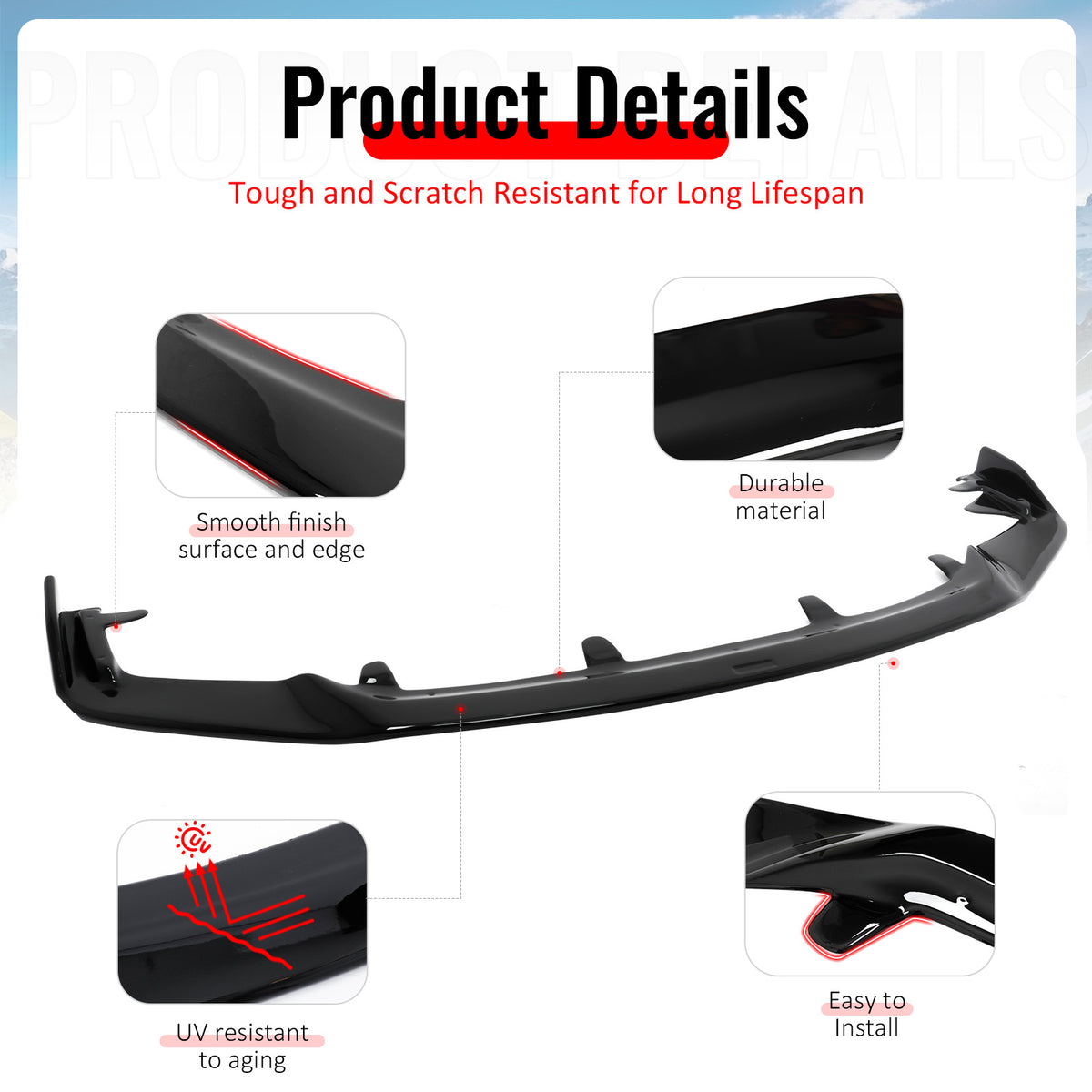 For 17-20 Lexus IS200t IS300 IS350 Artisan Style Front Bumper Lip Gloss Black PP