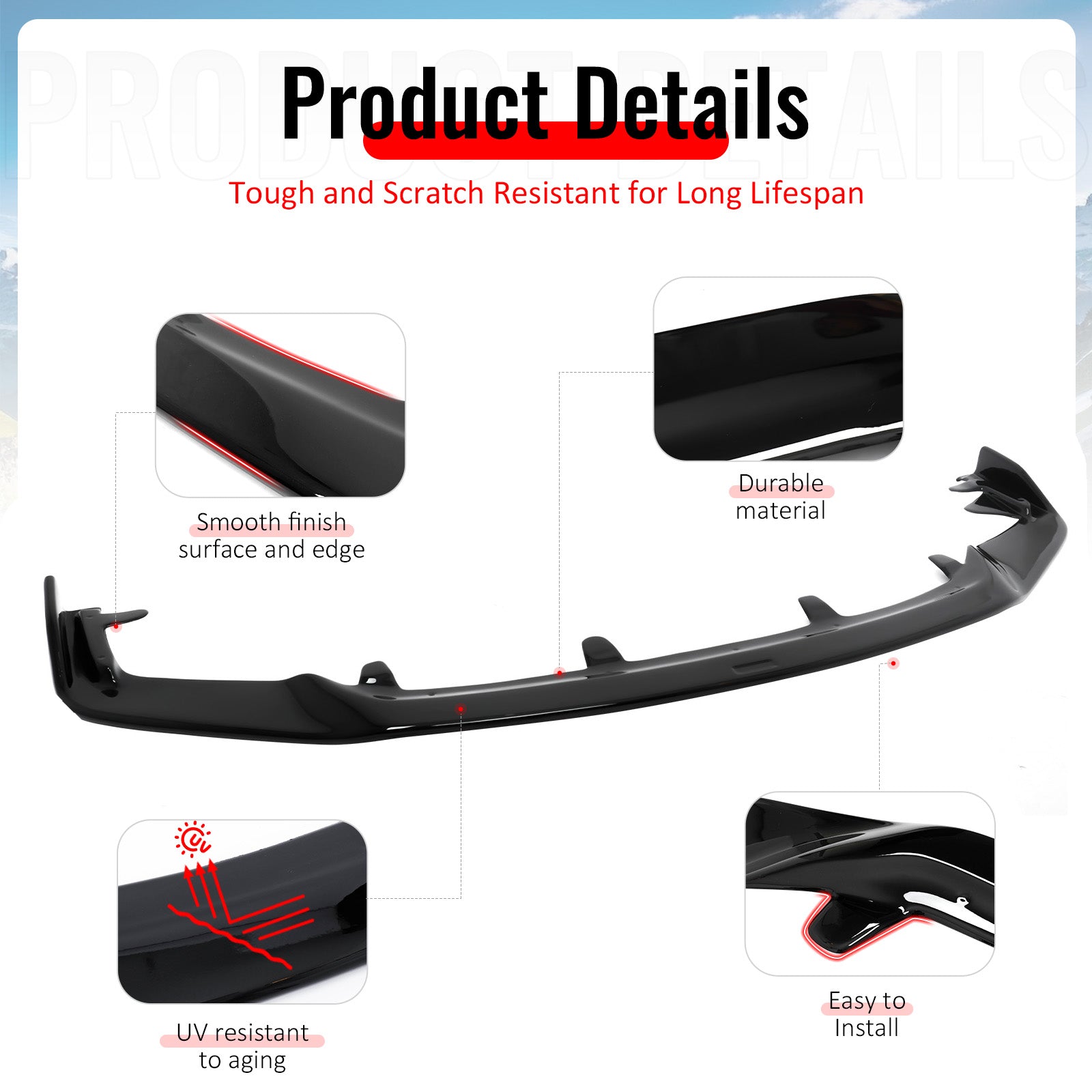 For 17-20 Lexus IS200t IS300 IS350 Artisan Style Front Bumper Lip Gloss Black PP