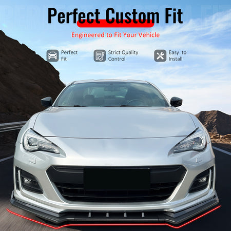 IKON MOTORSPORTS Front Bumper Lip, Compatible with 2017-2020 Subaru BRZ, IKON Style Carbon Fiber Print PP Injection Added-on Air Dam Chin Spoiler Protector Splitter 3PCS
