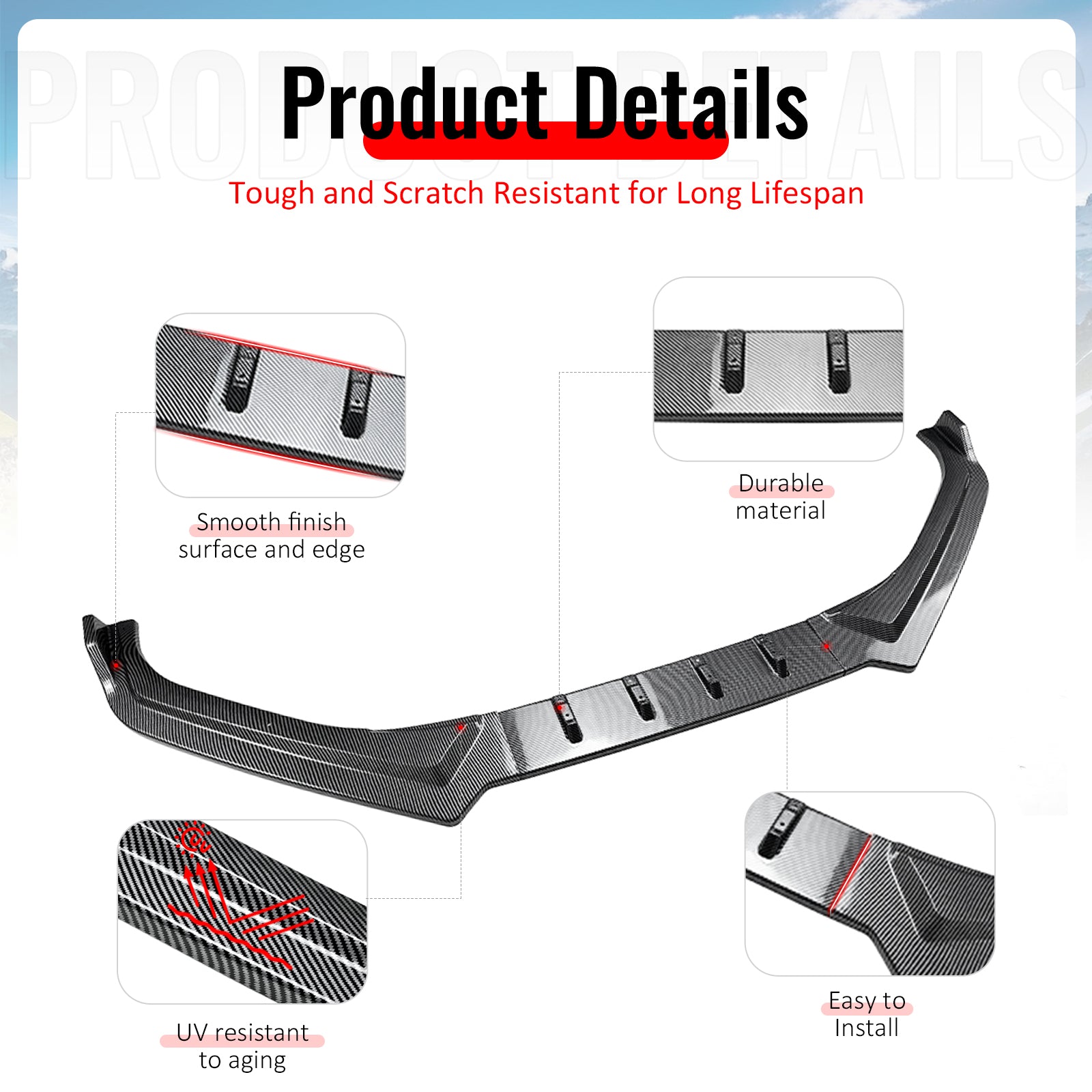 Fits 17-20 Subaru BRZ IKON Front Bumper Lip Chin Splitter PP Carbon Fiber Print