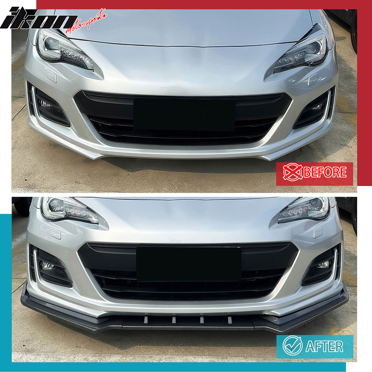 Fits 17-20 Subaru BRZ IKON Front Bumper Lip Chin Splitter PP Carbon Fiber Print