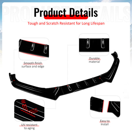 Fits 17-20 Subaru BRZ IKON Style Front Bumper Lip Chin Splitter PP Gloss Black