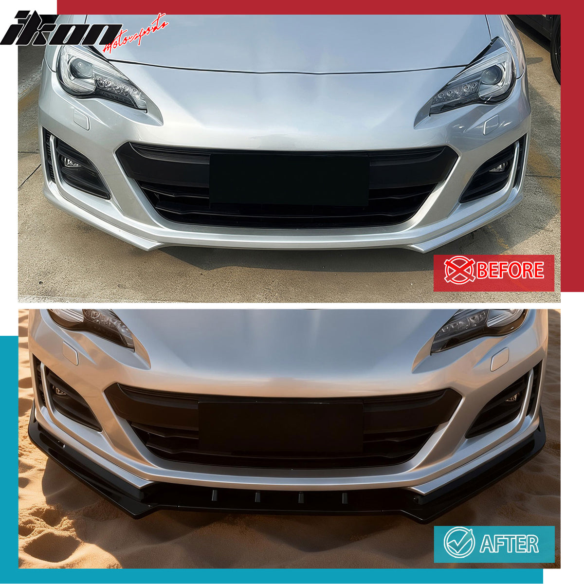 Fits 17-20 Subaru BRZ IKON Style Front Bumper Lip Chin Splitter PP Gloss Black