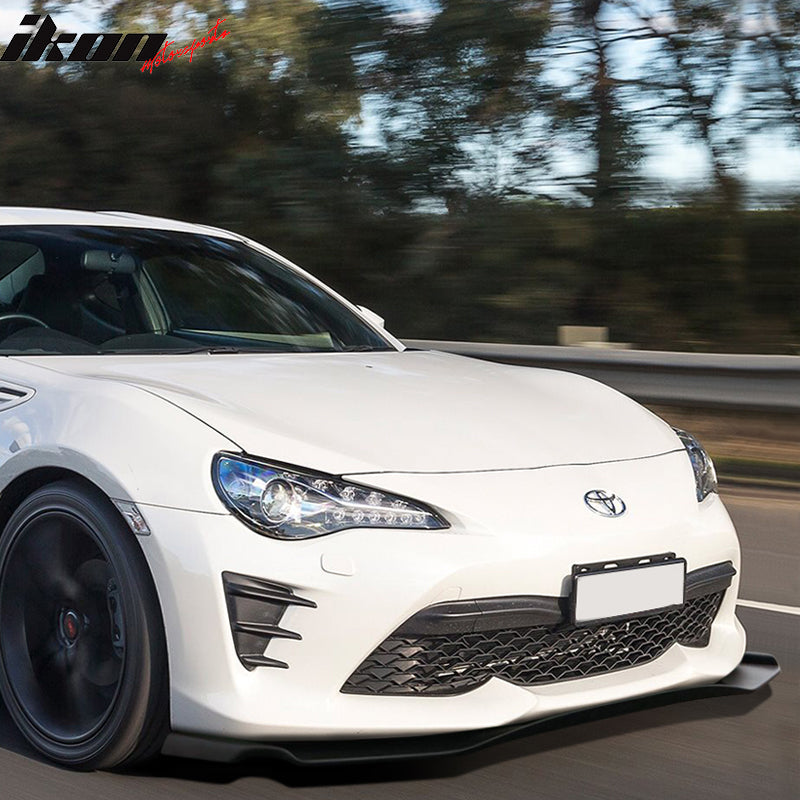 IKON MOTORSPORTS Front Bumper Lip, Compatible with 2017-2020 Toyota 86, GR Style Unpainted Black PU Polyurethane Air Dam Chin Spoiler Protector Splitter 1Piece