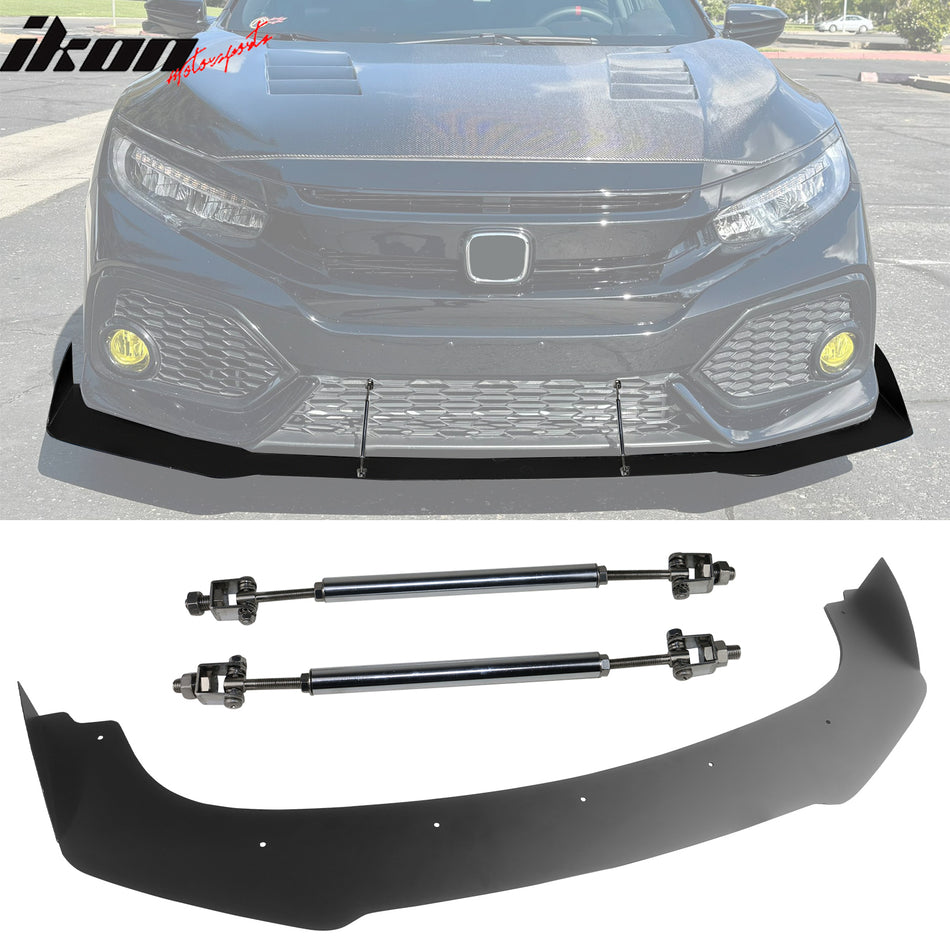 2017-2021 Honda Civic AF Style Front Lip Gunmetal Strut Rods Aluminum