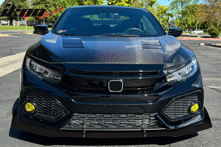 Fits 17-21 Honda Civic Hatchback AF Style Front Bumper Lip + Gunmetal Strut Rods