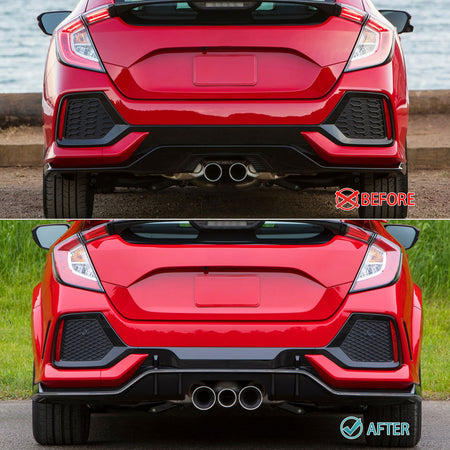 Fits 17-21 Honda Civic Hatchback Type R Rear Bumper Cover Garnish Replacement PP