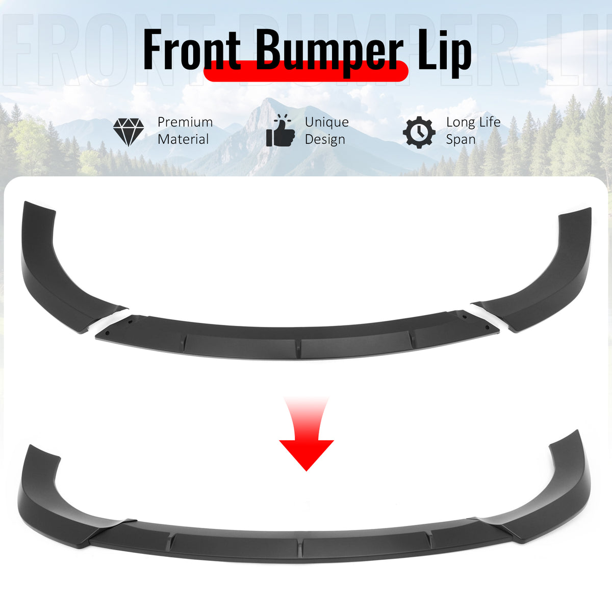 Fits 17-21 Grand Cherokee SRT IKON PP Front Bumper Lip Chin Spoiler Matte Black