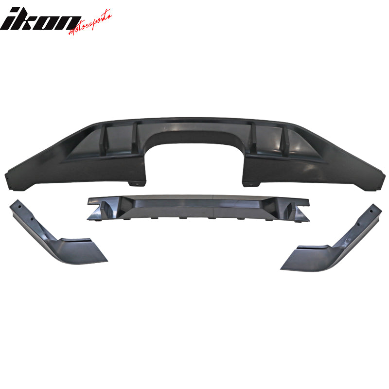 IKON MOTORSPORTS Rear Bumper Diffuser Coversion Kit Compatible With 2017-2021 Honda Civic Hatchback, Rear Bumper Lip TR Black PP 10th Gen Air Dam Protection Body Kits