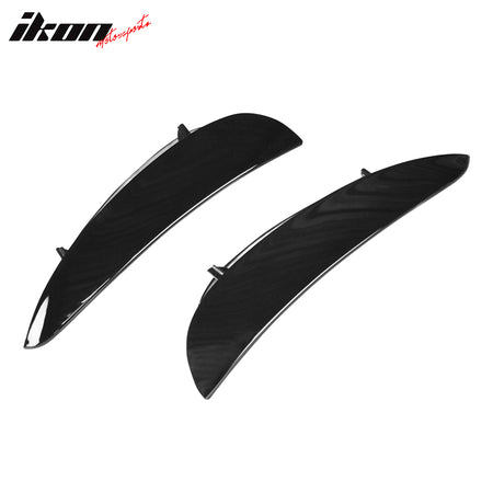 IKON MOTORSPORTS, Vent Flaps Compatible With 2017-2023 Mercedes-Benz W213 4-Door Sedan with AMG Sport Bumper, Unpainted Black ABS Plastic Front Bumper Canards Air Vent Cover Trim Pair, 2018 2019 2020