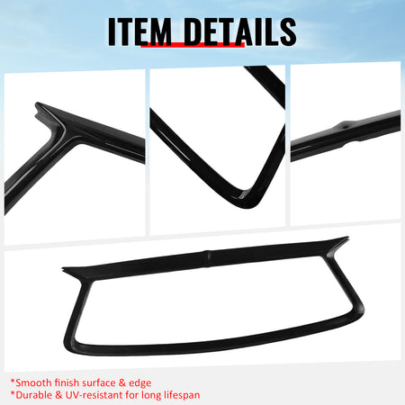 For 17-22 Infiniti Q60 Gloss Black OE Style Front Grille Frame Outline Trim ABS
