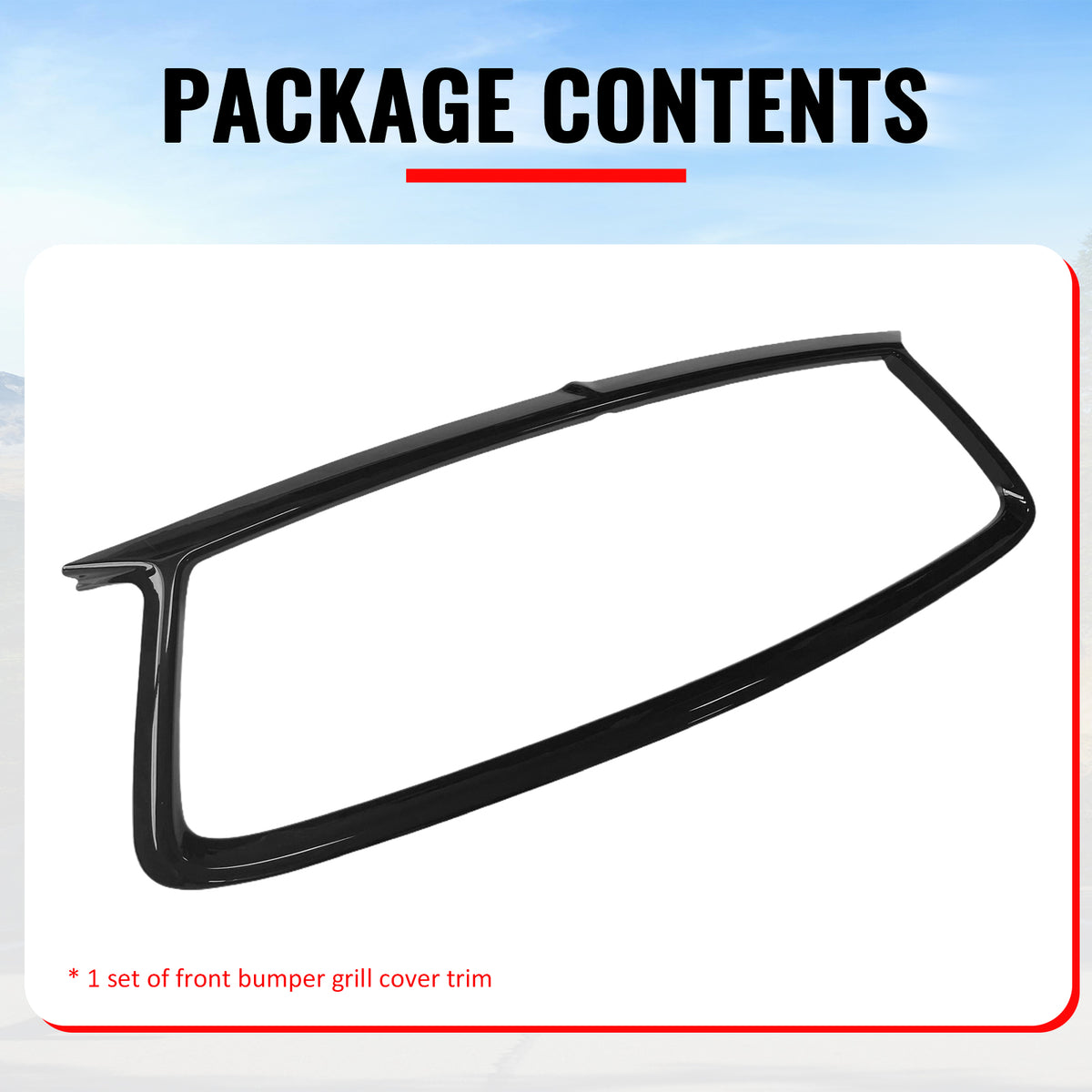 For 17-22 Infiniti Q60 Gloss Black OE Style Front Grille Frame Outline Trim ABS