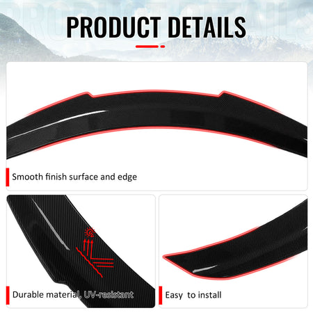 Fits 17-22 INFINITI Q60 Trunk Spoiler Carbon Fiber Print PSM Style Rear Wing ABS