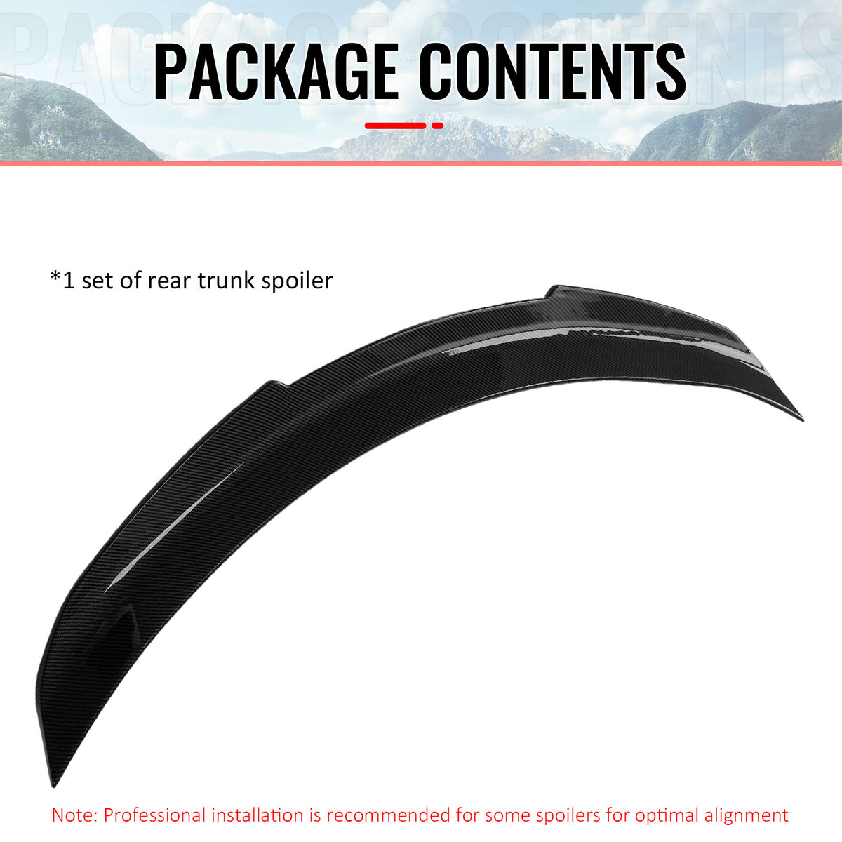 Fits 17-22 INFINITI Q60 Trunk Spoiler Carbon Fiber Print PSM Style Rear Wing ABS