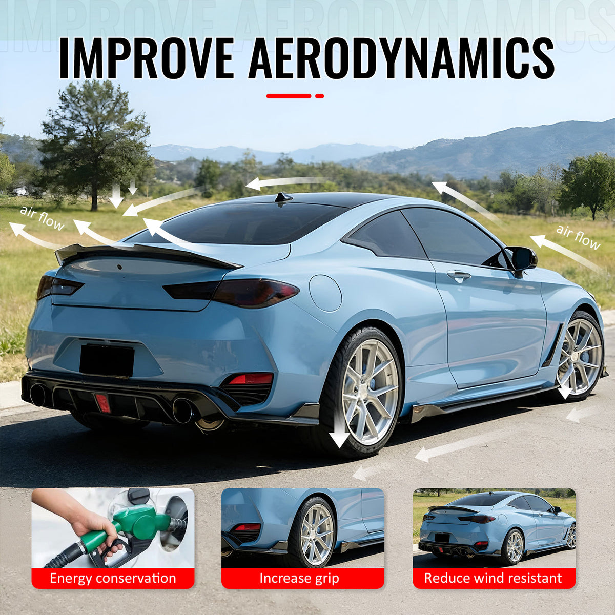 Fits 17-22 INFINITI Q60 Trunk Spoiler Carbon Fiber Print PSM Style Rear Wing ABS