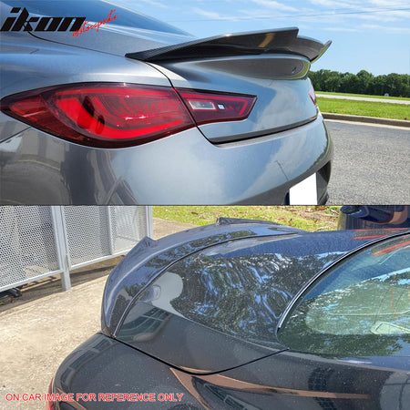 Fits 17-22 INFINITI Q60 Trunk Spoiler Carbon Fiber Print PSM Style Rear Wing ABS