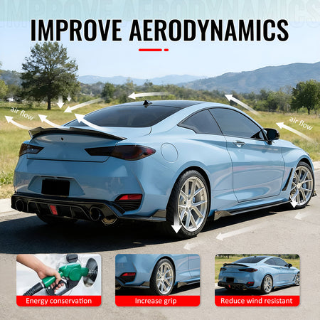 Fits 17-22 INFINITI Q60 Trunk Spoiler Wing Gloss Black PSM Style Rear Wing ABS