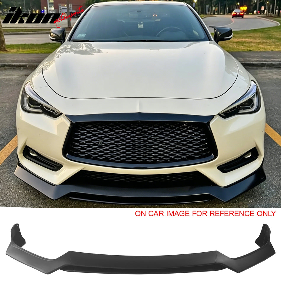 2017-2022 INFINITI Q60 V37 3PCS Front Lower Bumper Lip Air Dam Chin Spoiler Splitter RS JDM Style Painted Matte Black PP Polypropylene