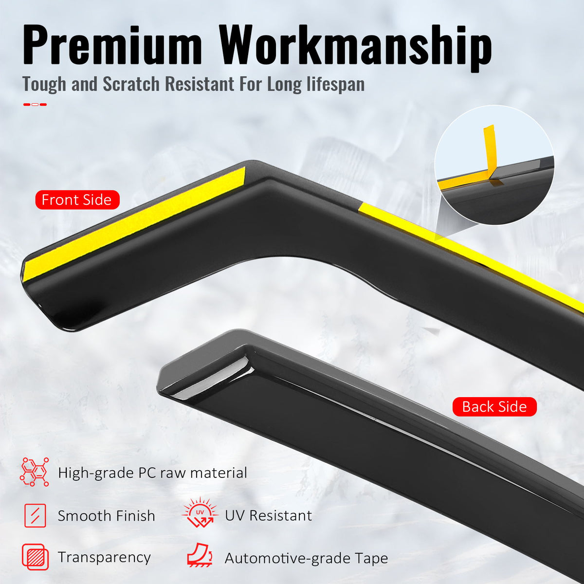 Fits 17-22 Honda CR-V Side Window Visors Injection PC In-Channel Deflectors 4PCS