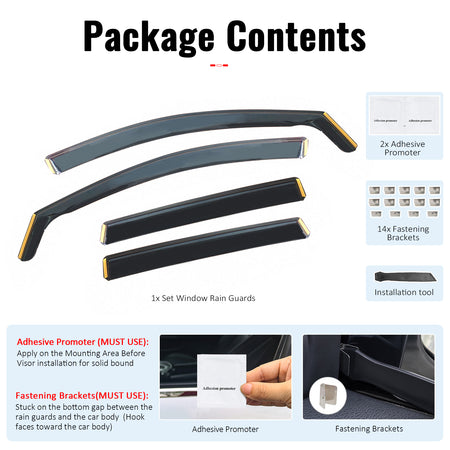 Fits 17-22 Honda CR-V Side Window Visors Injection PC In-Channel Deflectors 4PCS