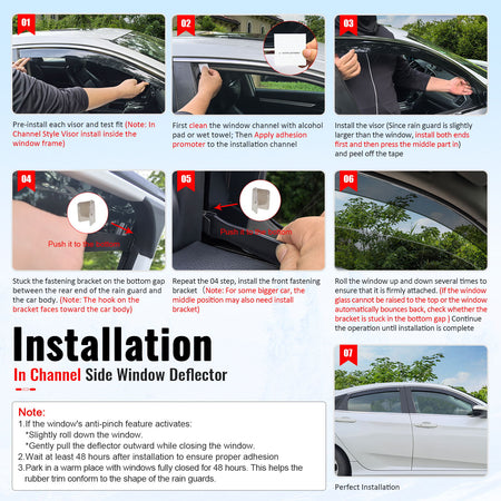 Fits 17-22 Honda CR-V Side Window Visors Injection PC In-Channel Deflectors 4PCS