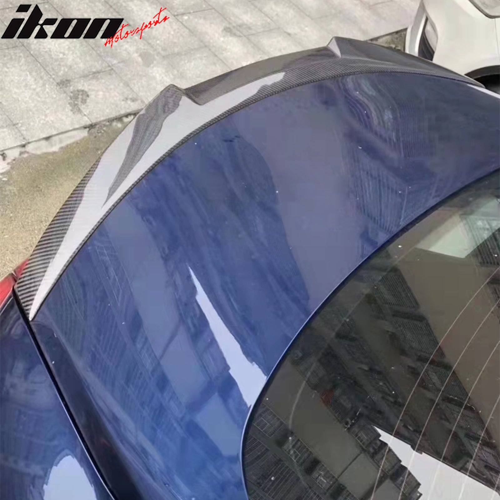 IKON MOTORSPRTS, Trunk Spoiler Compatible With 2017-2022 Infiniti Q60 2nd Generation CV37, M4 Style Rear Boot Deck Lid Wing Real Carbon Fiber Tail Trim Lip 1PC, 2018 2019 2020 2021