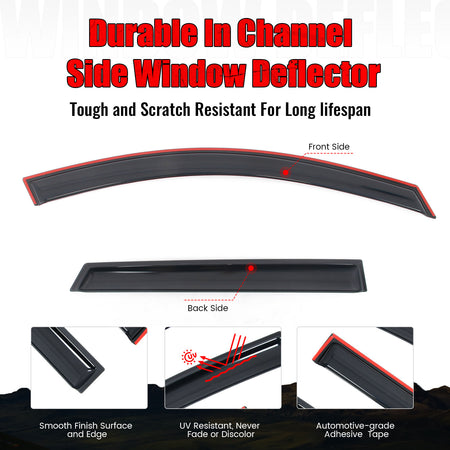 Fits 17-22 Nissan Rogue Sport 4PCS In-channel Window Visor Rain Sun Vent Shade