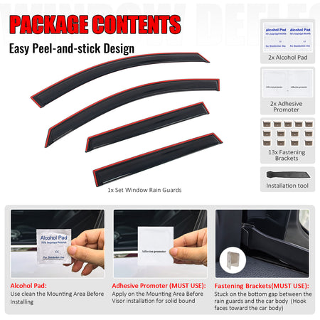 Fits 17-22 Nissan Rogue Sport 4PCS In-channel Window Visor Rain Sun Vent Shade