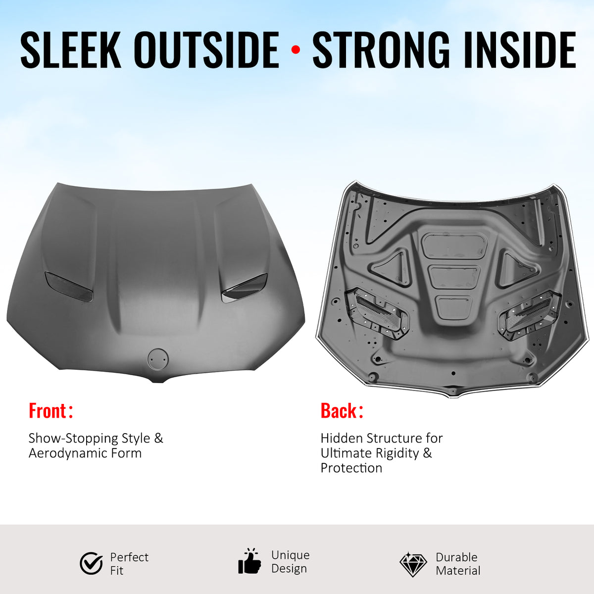 Fits 17-23 BMW 5 Series G30& F90 M5 Aluminum Front Hood Cover - M5 CS Style