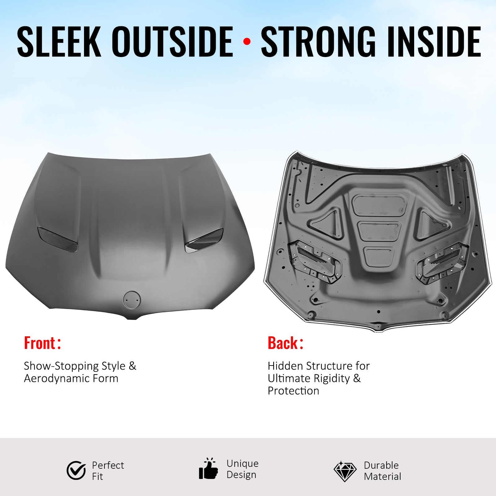 Fits 17-23 BMW 5 Series G30& F90 M5 Aluminum Front Hood Cover - M5 CS Style