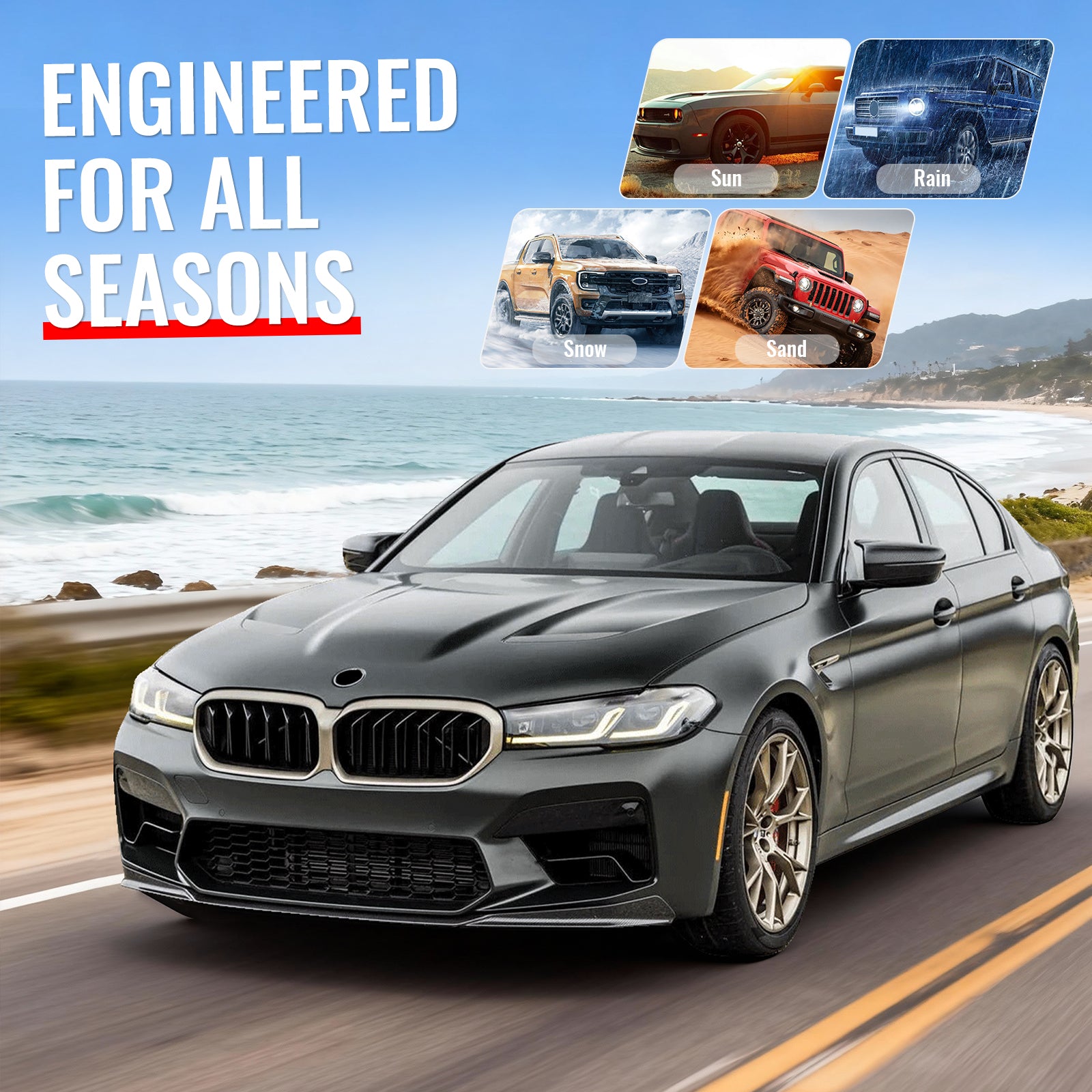 Fits 17-23 BMW 5 Series G30& F90 M5 Aluminum Front Hood Cover - M5 CS Style