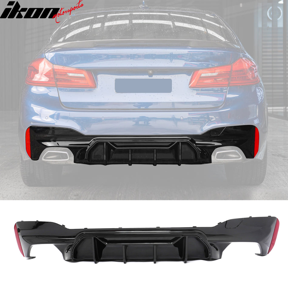 2017-2023 BMW G30 5 Series Gloss Black PP Rear Diffuser M5 MP Style
