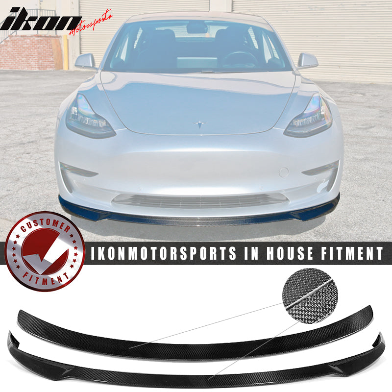 Front Lip + Trunk Spoiler for Tesla Model 3 2017-2023 IKON CF