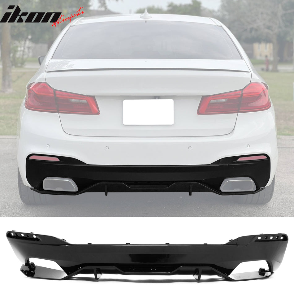 2017-2023 BMW 5 Series G30 M Sport Rear Diffuser Gloss Black MP Style