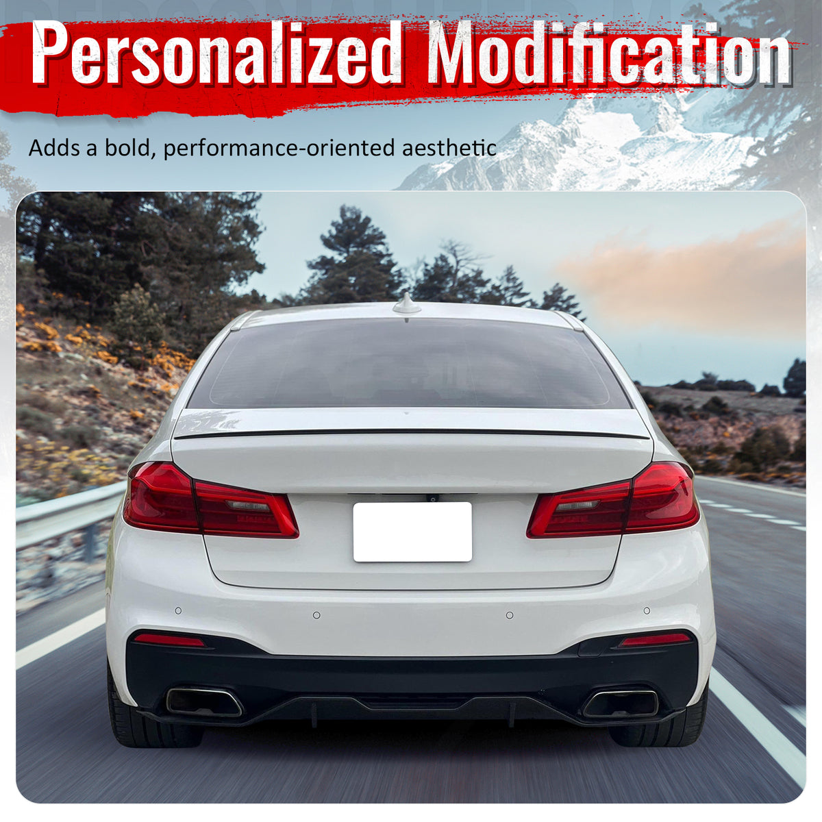 For 17-23 BMW 5 Series G30 M Sport Gloss Black Rear Diffuser M Performance Style