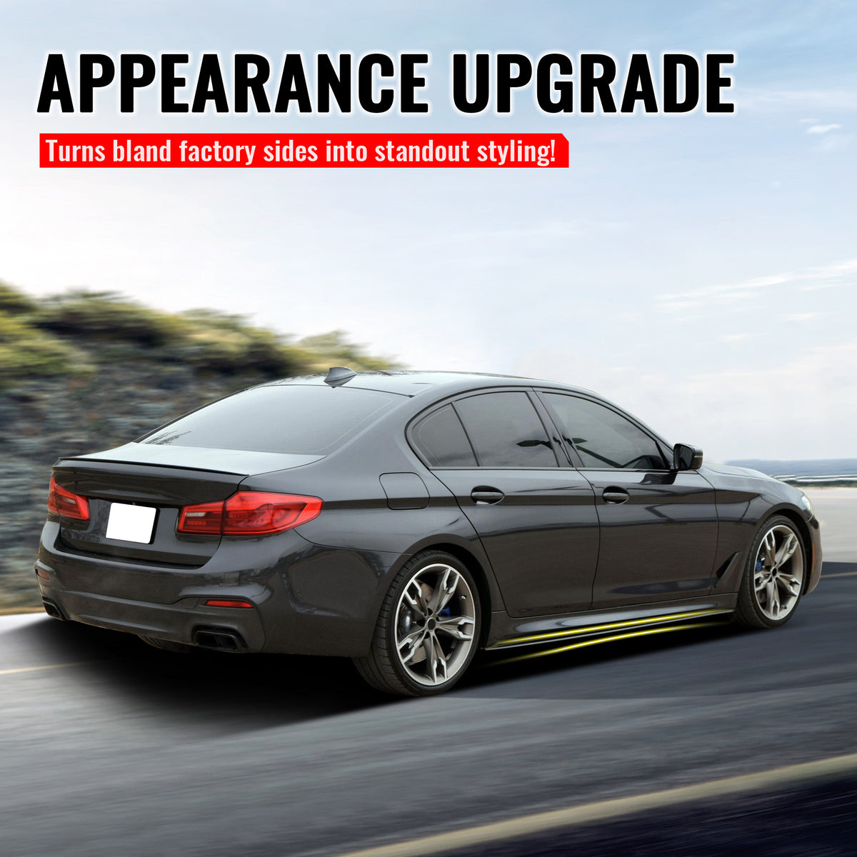 Fits 17-23 BMW 5 Series G30 F90 M5 M Performance Style Side Skirts Gloss Black