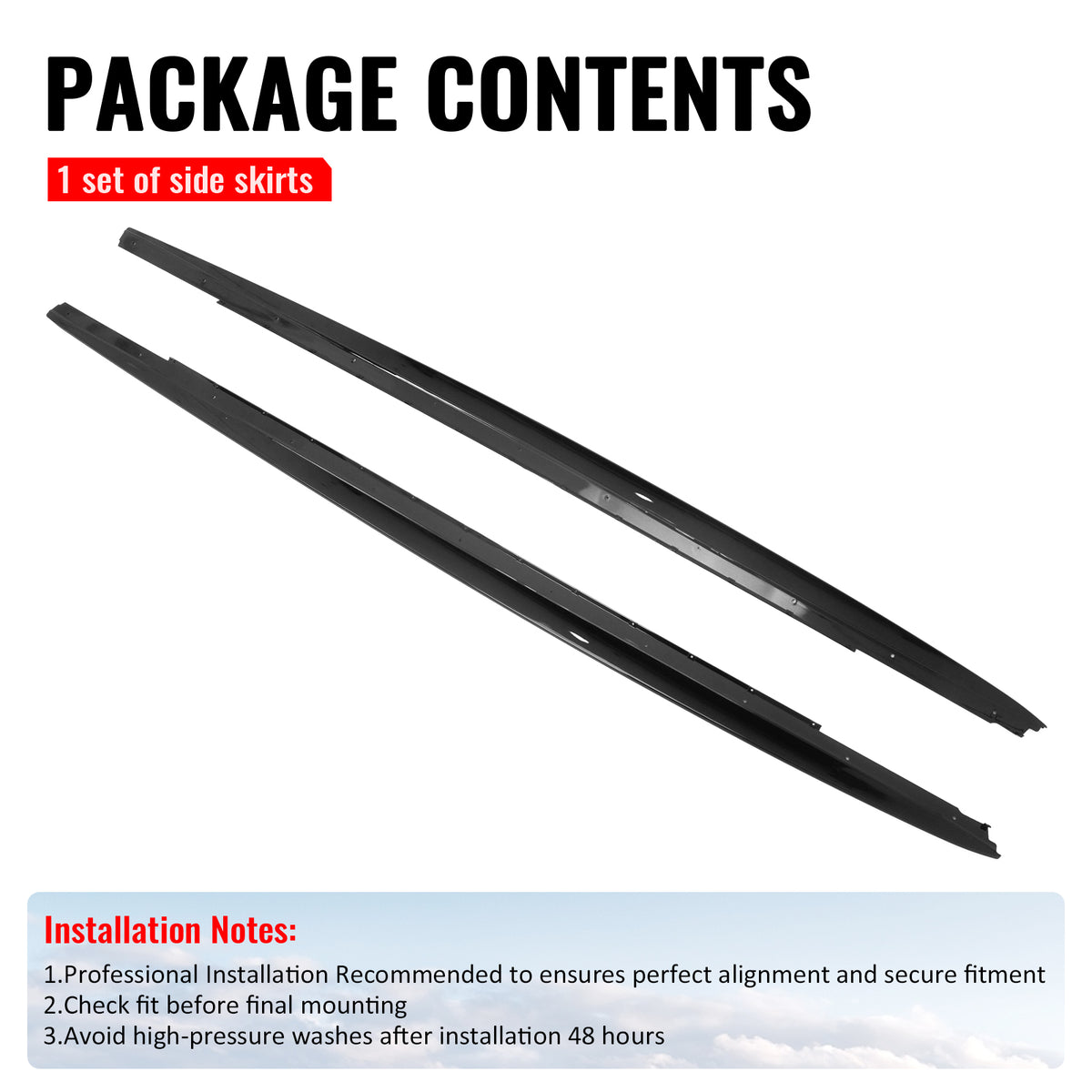 Fits 17-23 BMW 5 Series G30 F90 M5 M Performance Style Side Skirts Gloss Black