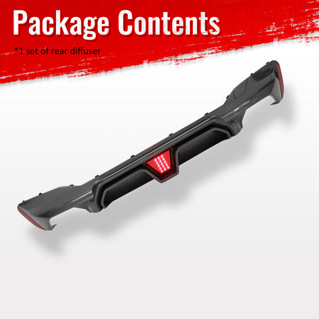 Fits 17-23 BMW G30 5 Series Carbon Fiber Print M5 CS Style Rear Diffuser w/ LED