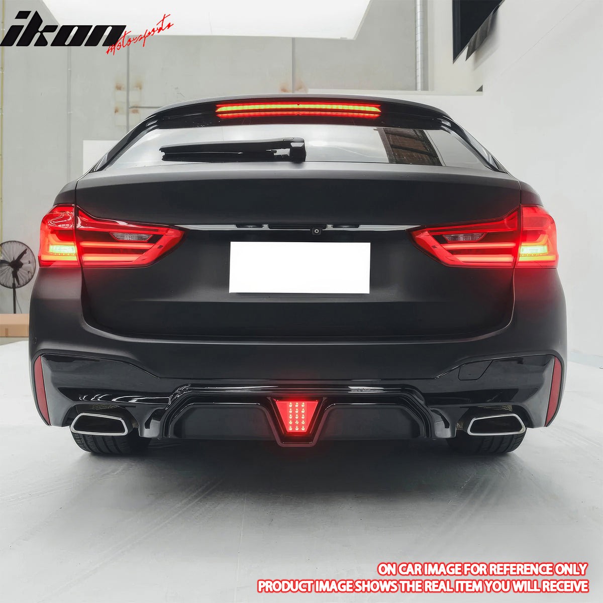 Fits 17-23 BMW G30 5 Series Carbon Fiber Print M5 CS Style Rear Diffuser w/ LED