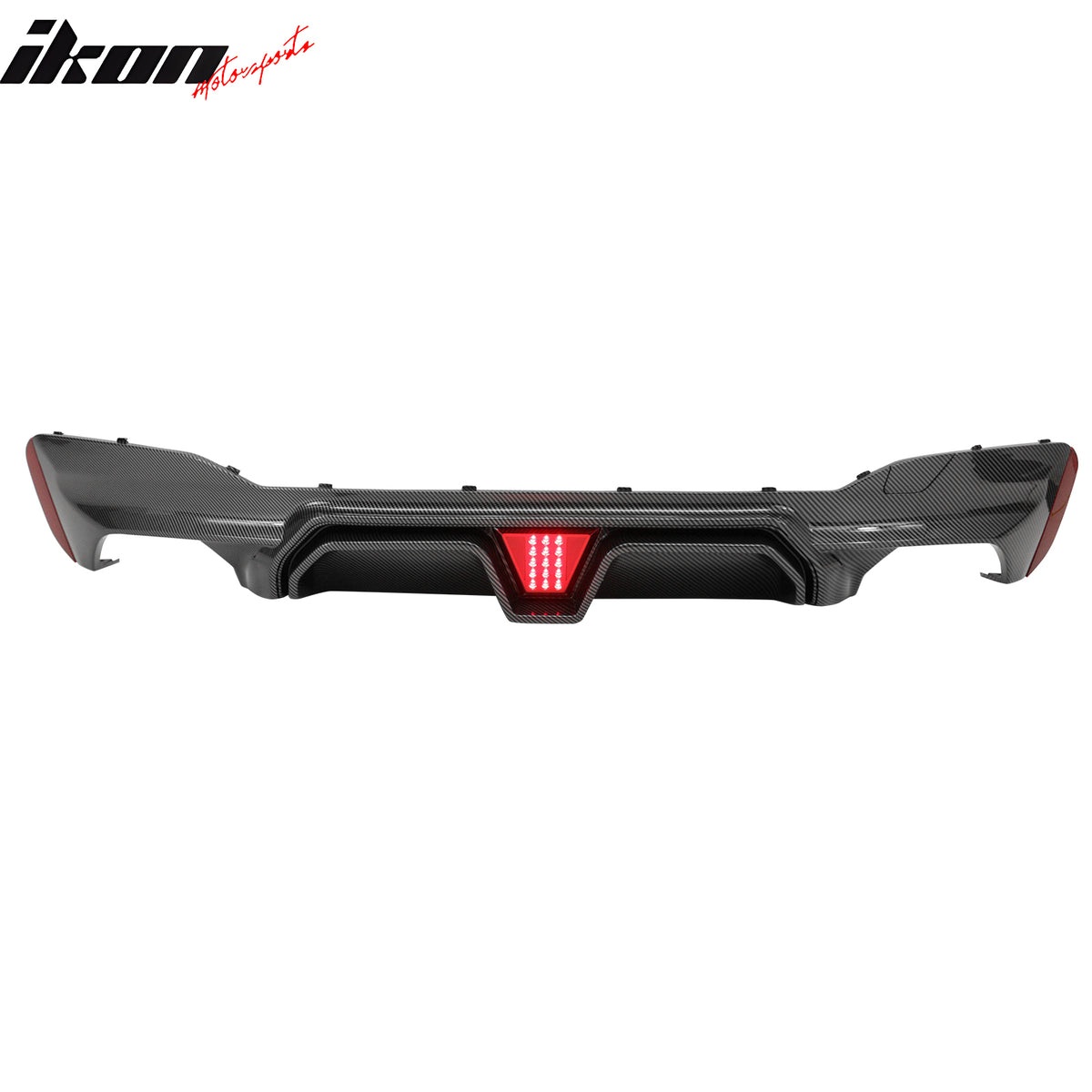 Fits 17-23 BMW G30 5 Series Carbon Fiber Print M5 CS Style Rear Diffuser w/ LED