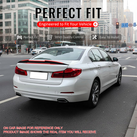 IKON MOTORSPORTS, Trunk Spoiler Compatible with 2017-2023 BMW G30 5-Series Sedan, 2018-2023 F90 M5 Sedan, PSM Style Dry Carbon Fiber Rear Trunk Lid Spoiler Wing Lip