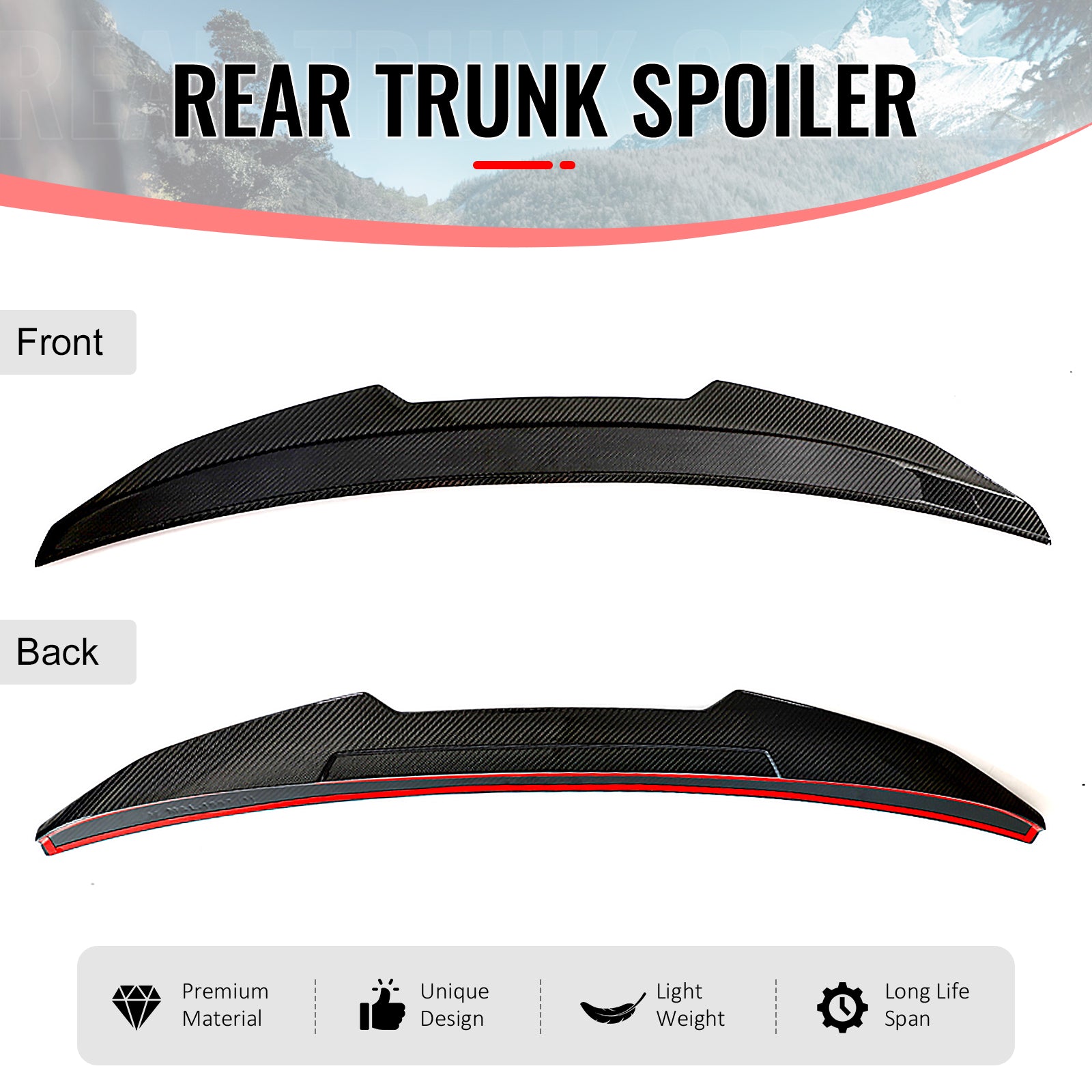Fits 17-23 BMW G30 5 Series Sedan PSM Style Trunk Spoiler Wing- Dry Carbon Fiber