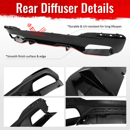 Fits 17-23 BMW G30 M550i M Sport Gloss Black Rear Diffuser M Performance Style