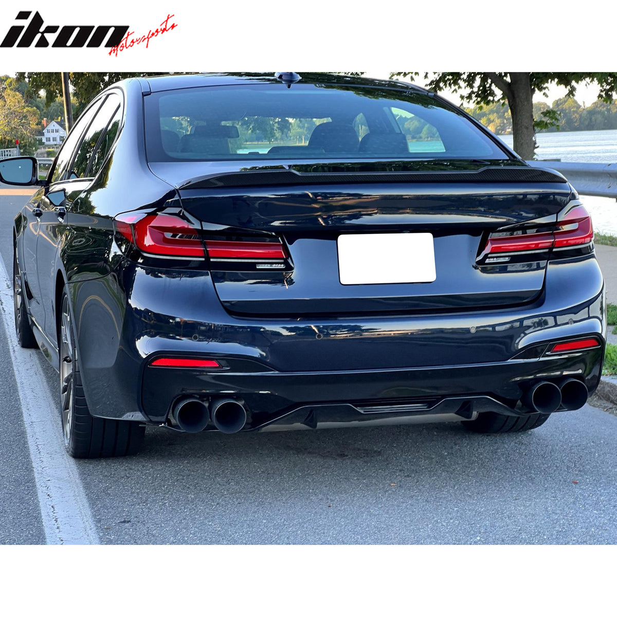 Fits 17-23 BMW G30 M550i M Sport Gloss Black Rear Diffuser M Performance Style