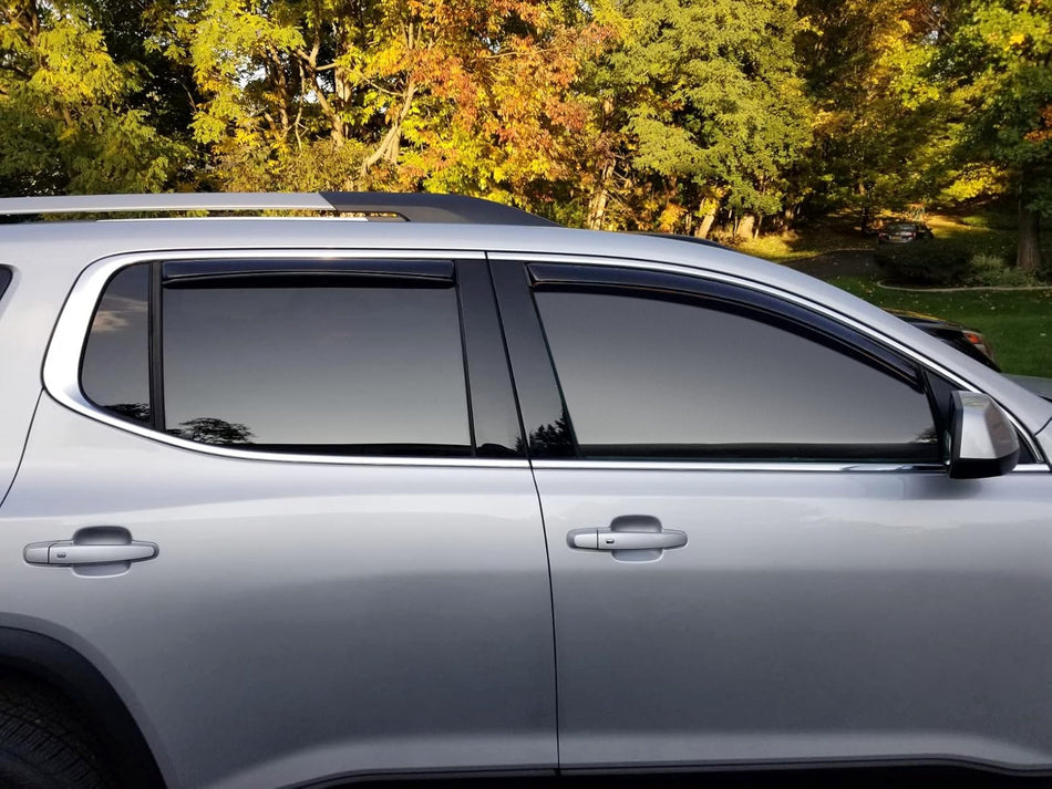 IKON MOTORSPORTS In Channel Window Visors Compatible with 2017-2023 GMC Acadia, Slim Style Acrylic Smoke Rain Guards, Side Window Wind Deflectors 4PCS