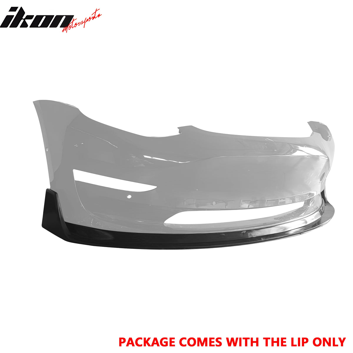 3-Piece Front Bumper Lip Spoiler Kit For Tesla Model 3 (2017-2023) - Painted Black