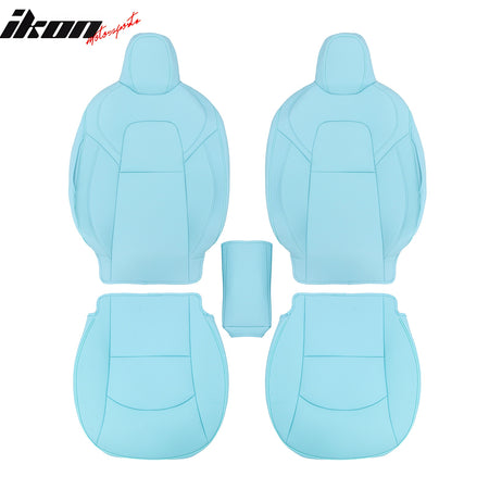 Fits 17-23 Tesla Model 3 5-Seat Seat Covers Blue Cushion Protector Leather 12PCS
